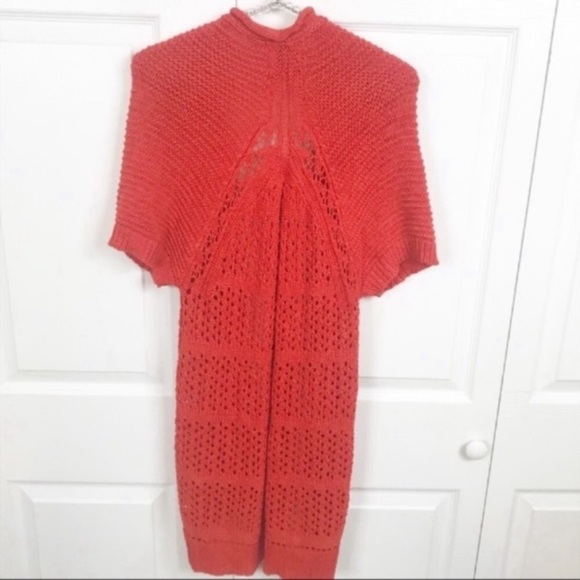 Anthropologie Guinevere Small In Summary Orange Short Sleeve Open Front Cardigan - Picture 6 of 6